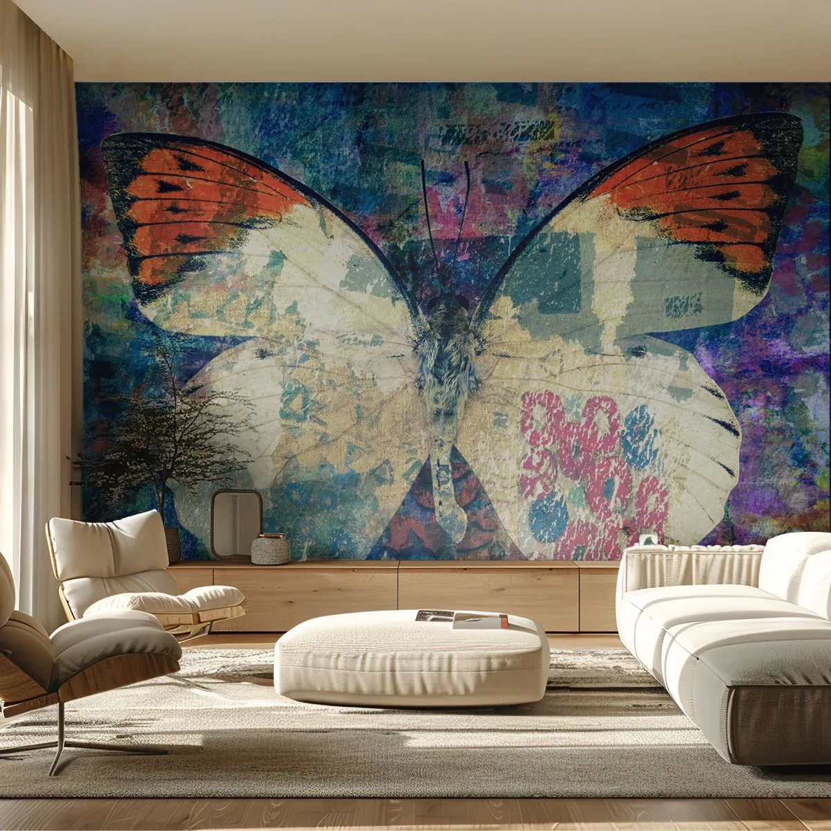 Fototapete Standard Eco - Subtile Zerbrechlichkeit - Schmetterling, Abstraktion, Stück - 200x140 cm