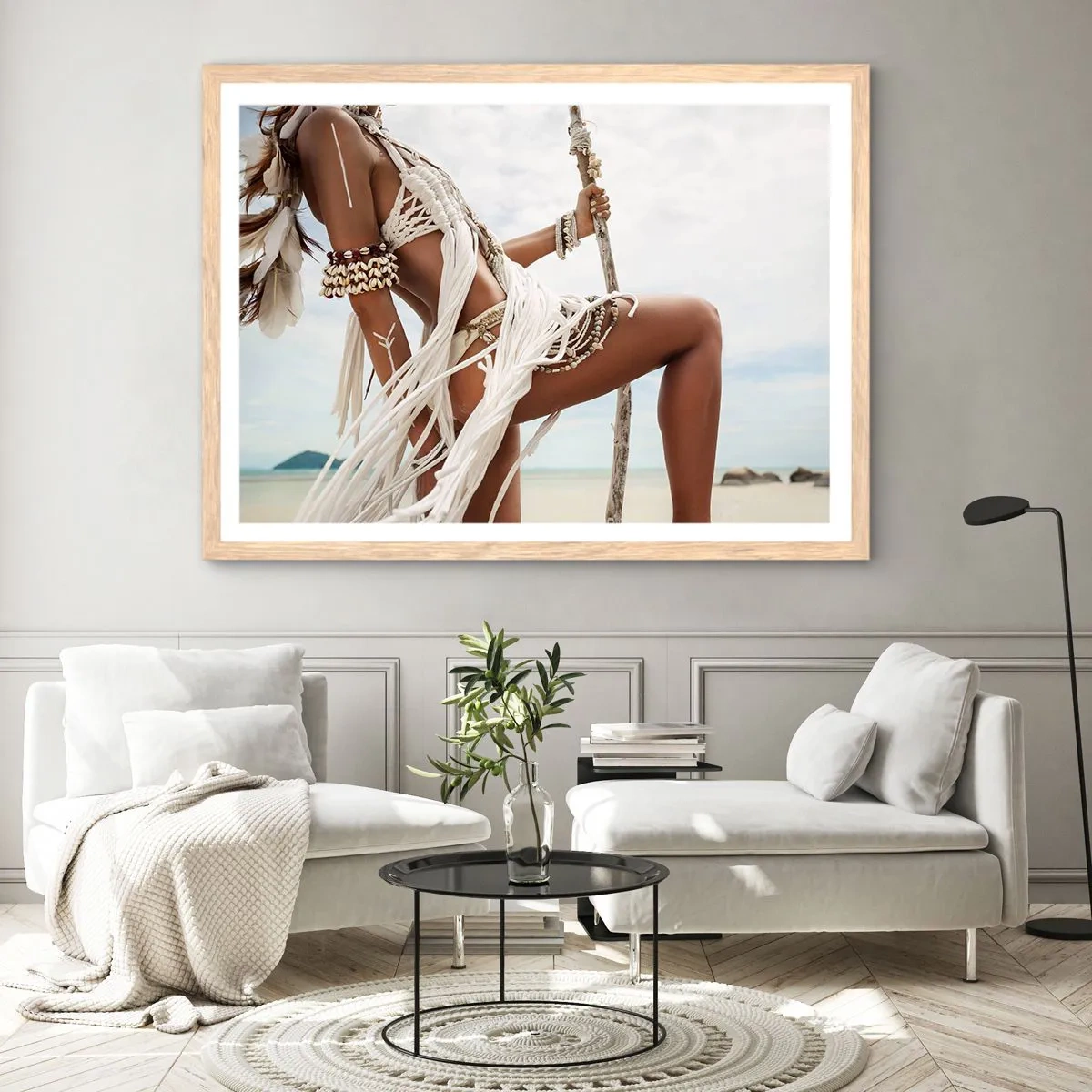 Poster in einem Rahmen aus heller Eiche - Eine Priesterin der Sonne - 50x40 cm