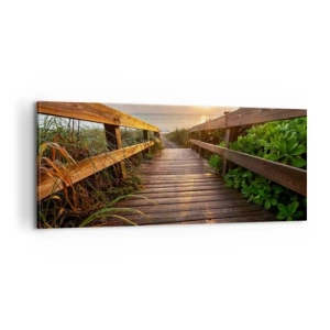 Bild auf Leinwand - Leinwandbild - Und direkt ans Ufer - 100x40 cm