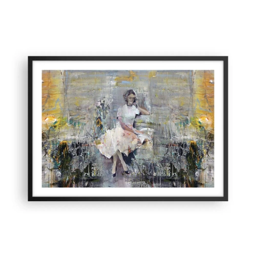 Poster in einem schwarzem Rahmen - Künstlerisches Porträt einer Frau in Pastellfarben - 70x50cm - Klassisch und modern - Moderne Wanddekoration für Wohnzimmer und Schlafzimmer ARTTOR