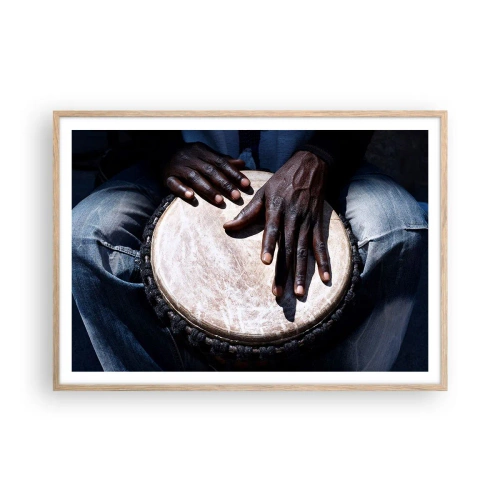 Poster in einem Rahmen aus heller Eiche - Lebe in deinem eigenen Rhythmus - 100x70 cm