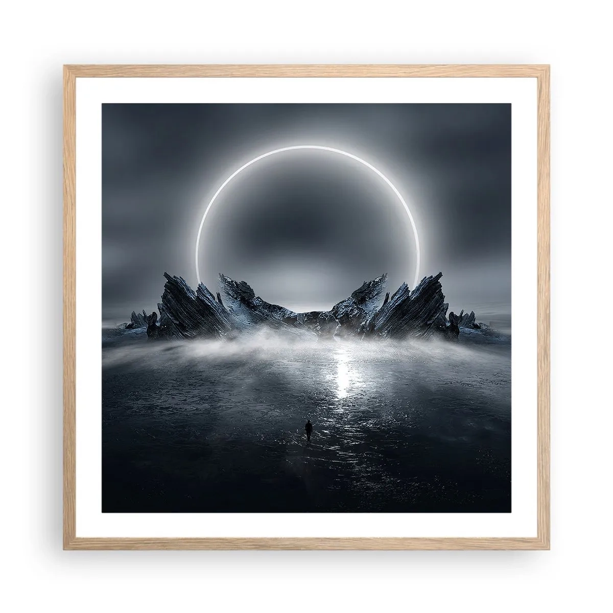 Poster in einem Rahmen aus heller Eiche - Ende der Geschichte - 60x60 cm