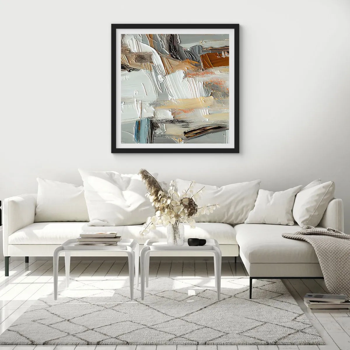 Poster in einem schwarzem Rahmen - Bunte Schichten - 60x60 cm