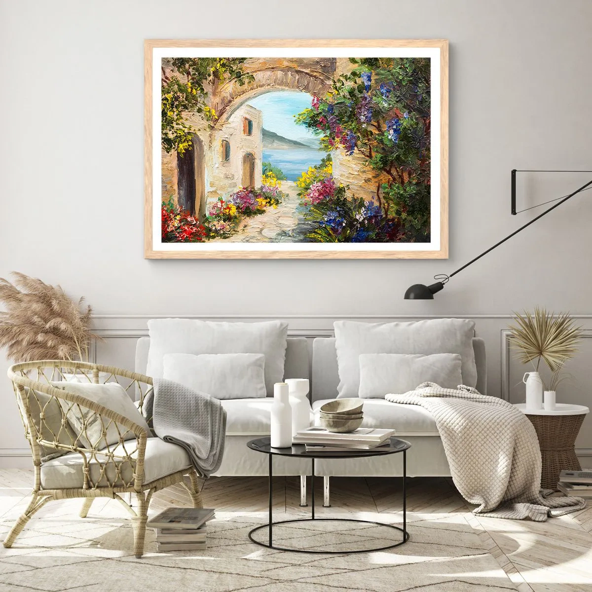 Poster in einem Rahmen aus heller Eiche - Charme einer Küstenprovinz - 70x50 cm