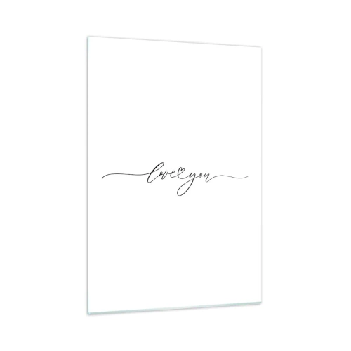 Glasbild - Bild auf glas - Minimalistische Aufschrift „Ich liebe dich“ auf weißem Hintergrund - 50x70cm - Schwarz auf weiß - Moderne Wanddekoration für Wohnzimmer und Schlafzimmer ARTTOR