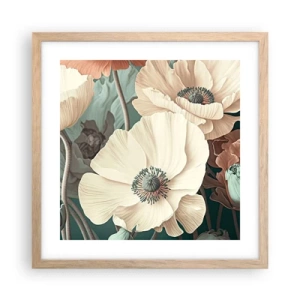 Poster in einem Rahmen aus heller Eiche - Flüstern von Mohnblumen - 40x40 cm