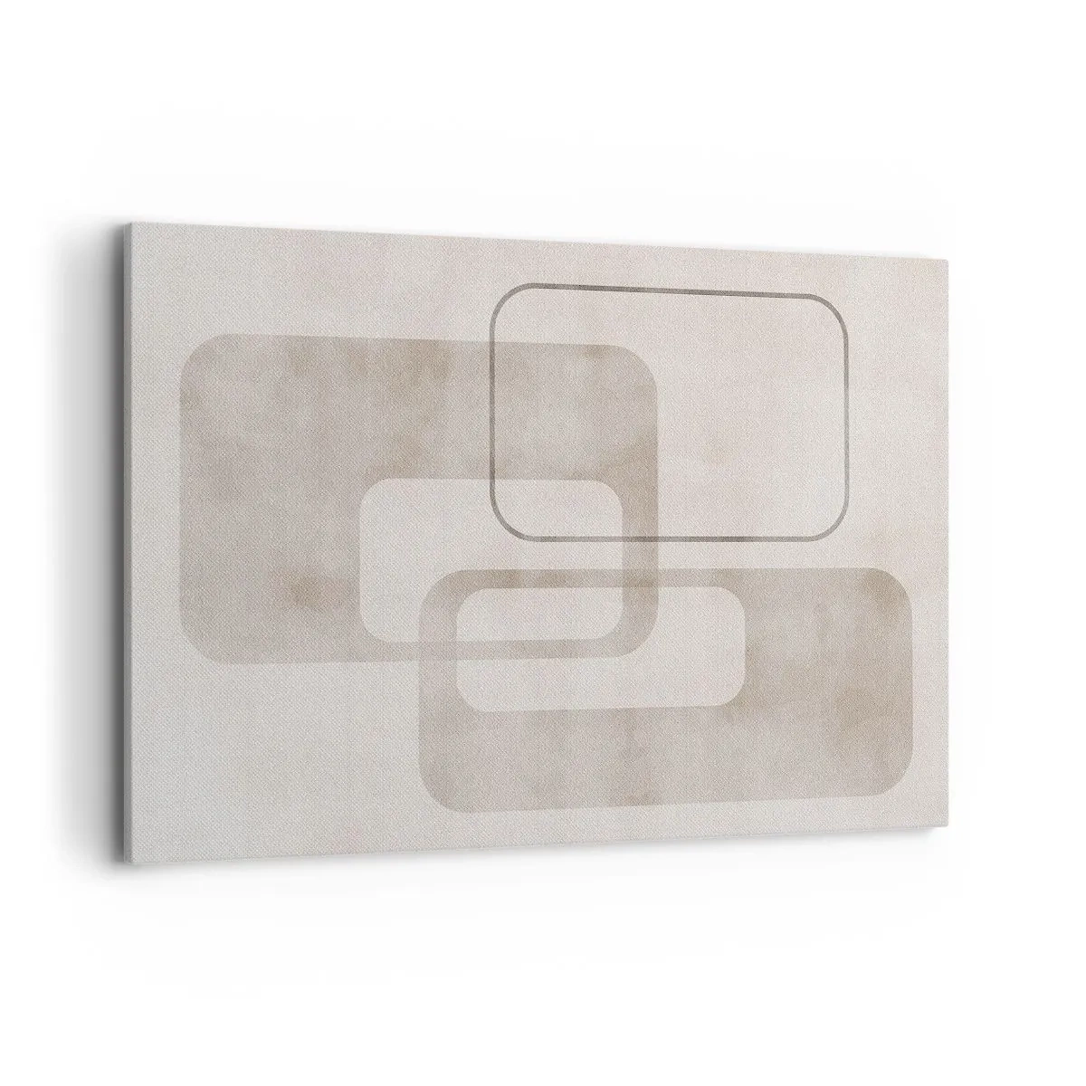 Bild auf Leinwand - Leinwandbild - Eine minimalistische Komposition mit Rechtecken in Beigetönen auf dezentem Hintergrund. - 120x80cm - Geometrische Fuge - Moderne Wanddekoration für Wohnzimmer und Schlafzimmer ARTTOR