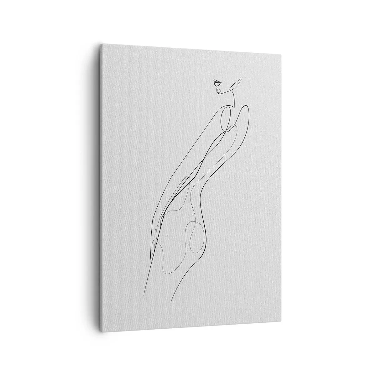 Bild auf Leinwand - Leinwandbild - Eine minimalistische Linie, die eine Silhouette vor einem hellen Hintergrund zeigt - 50x70cm - Bloß ein Versprechen - Moderne Wanddekoration für Wohnzimmer und Schlafzimmer ARTTOR