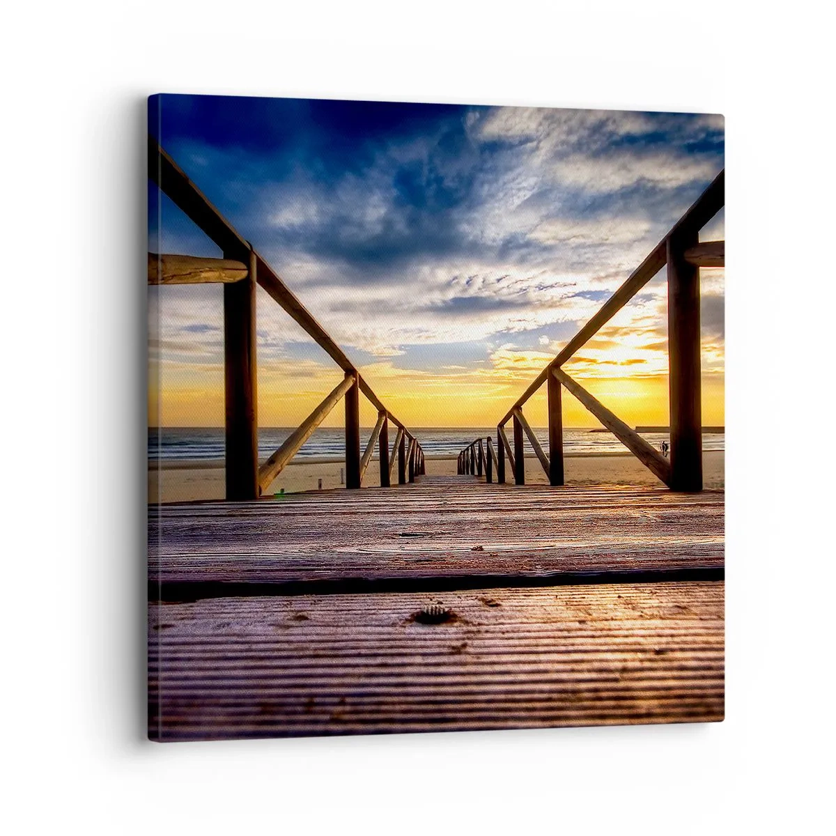 Bild auf Leinwand - Leinwandbild - Direkt zum ruhigen Strand bei Sonnenuntergang - 30x30 cm