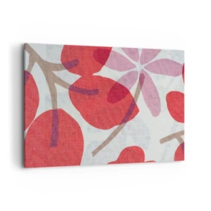 Bild auf Leinwand - Leinwandbild - Blüten und Blätter in Rot- und Rosatönen - 100x70cm - Blumenarrangement in Rosa - Moderne Wanddekoration für Wohnzimmer und Schlafzimmer ARTTOR