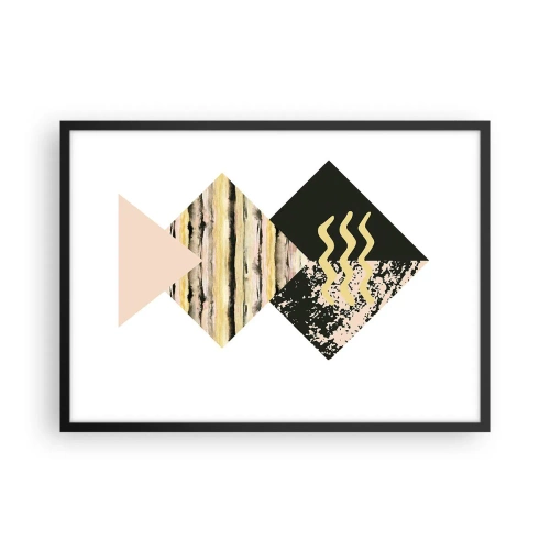 Poster in einem schwarzem Rahmen - Geometrische Formen mit abstrakten Mustern - 70x50cm - Es ist nicht so einfach - Moderne Wanddekoration für Wohnzimmer und Schlafzimmer ARTTOR
