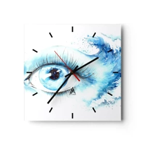 Wanduhr - Glasuhr - Tauchen Sie ein in das Blau der Blicke - 40x40 cm