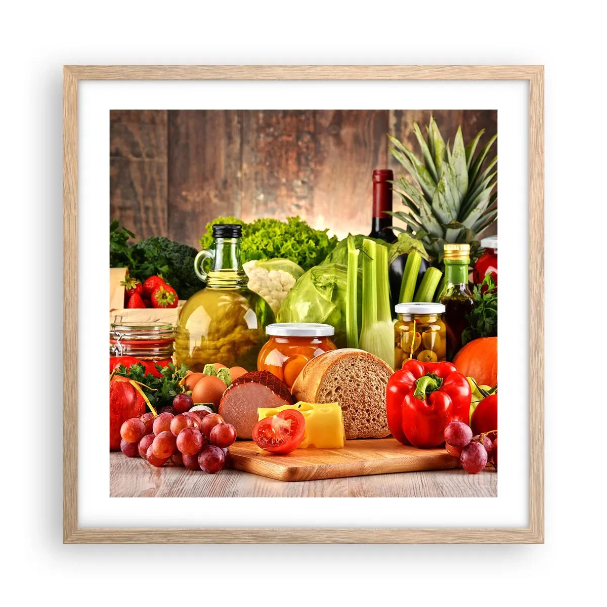 Poster in einem Rahmen aus heller Eiche - Geräuchert, gebacken und eingelegt - 50x50 cm