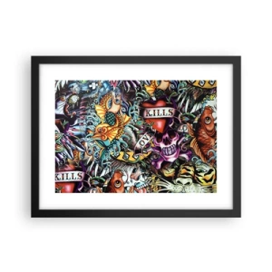 Poster in einem schwarzem Rahmen - Der Traum des Tätowierers - 40x30 cm