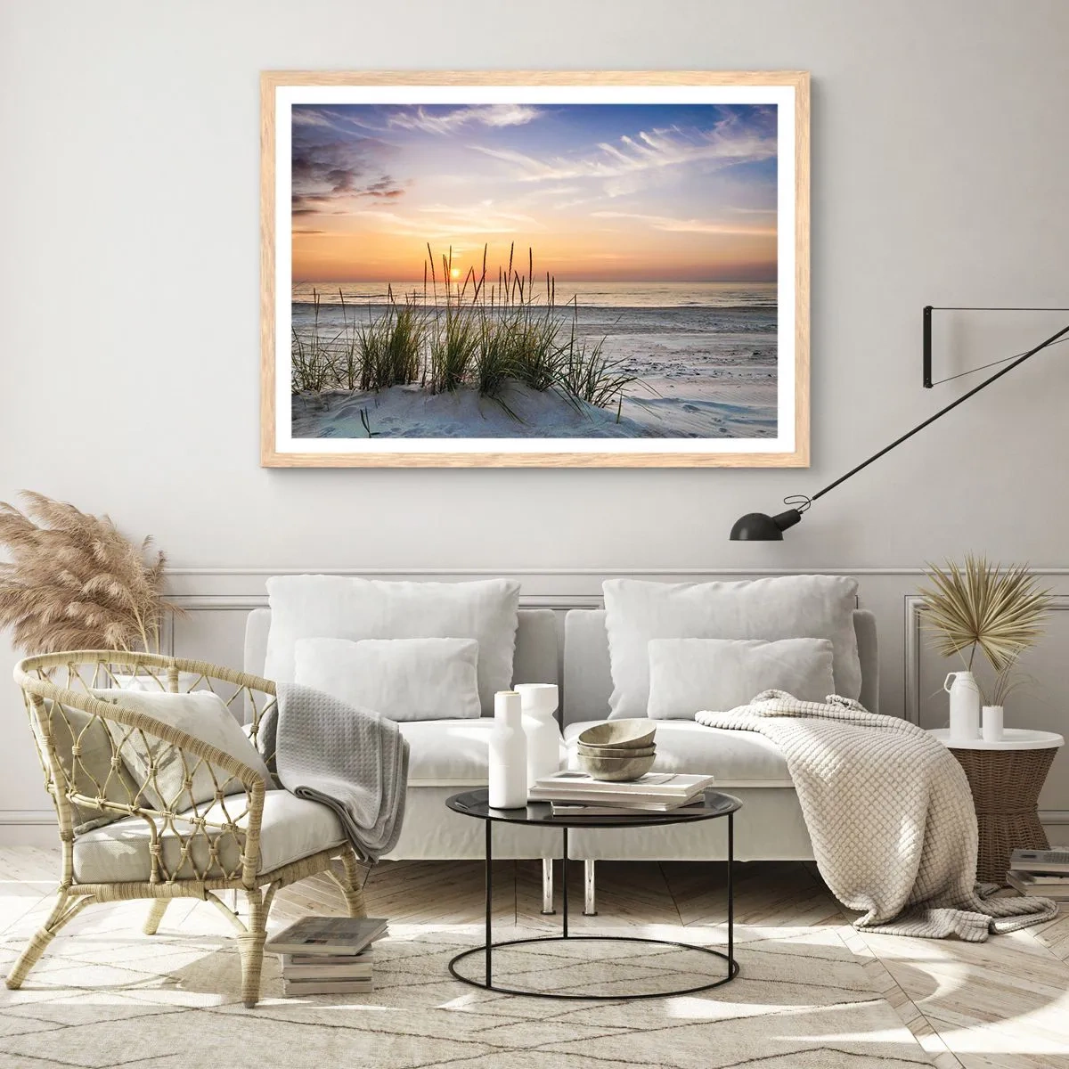 Poster in einem Rahmen aus heller Eiche - Schau, denk, fühl - 100x70 cm