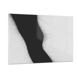 Glasbild - Bild auf glas - Minimalistische Schwarz-Weiß-Abstraktion mit einem Punktverlauf - 120x80cm - Flüssiges Gleichgewicht - Moderne Wanddekoration für Wohnzimmer und Schlafzimmer ARTTOR