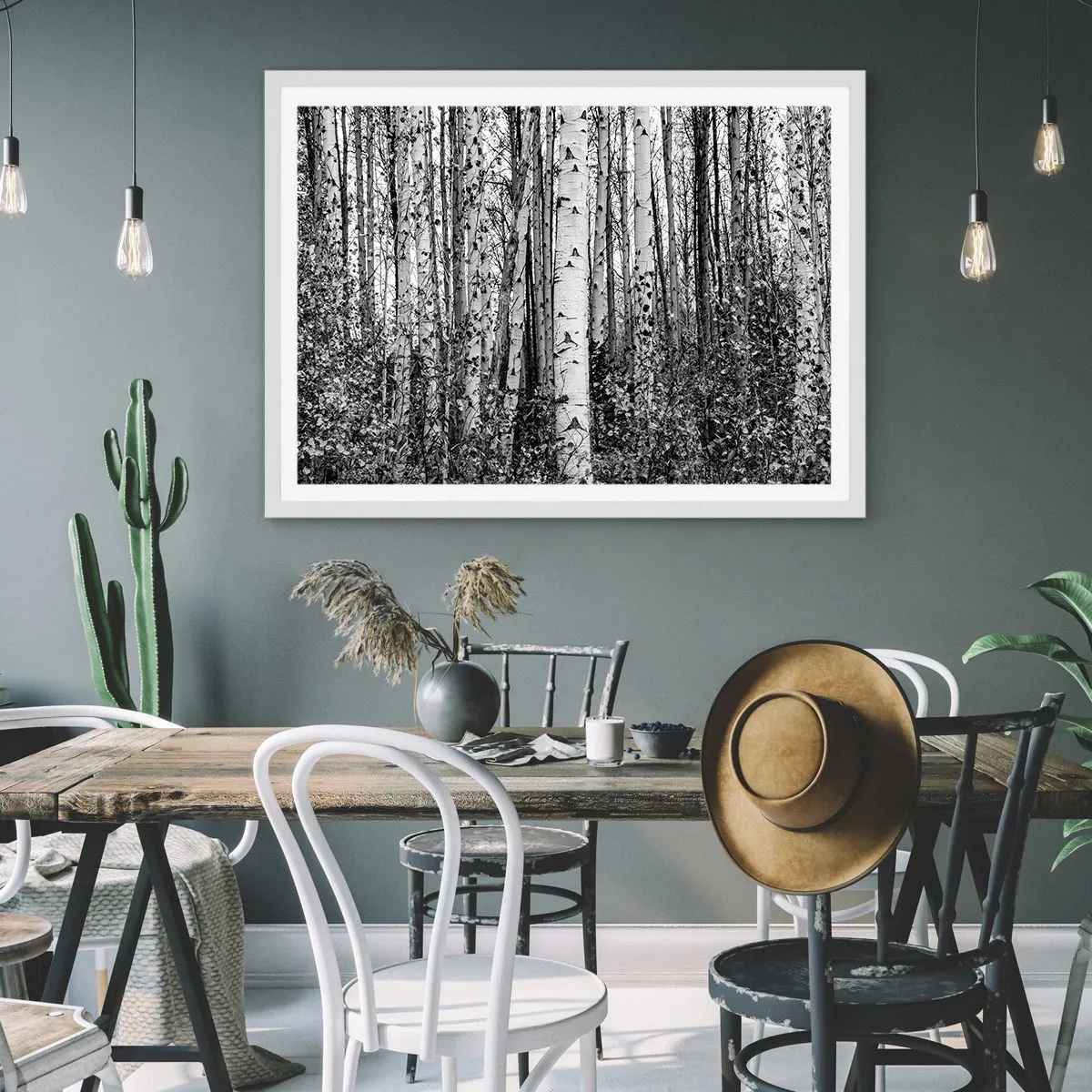 Poster in einem weißen Rahmen - Birkenkolonnade - 40x30 cm