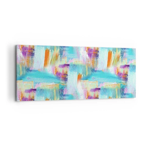 Bild auf Leinwand - Leinwandbild - Farbenfrohe Abstraktion mit dynamischen Pinselstrichen - 120x50cm - Fröhlicher Labyrinth-Liner - Moderne Wanddekoration für Wohnzimmer und Schlafzimmer ARTTOR