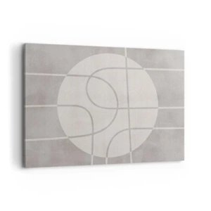 Bild auf Leinwand - Leinwandbild - Geometrisches Muster in Grau- und Weißtönen - 100x70cm - Kreisförmig und geradeaus - Moderne Wanddekoration für Wohnzimmer und Schlafzimmer ARTTOR