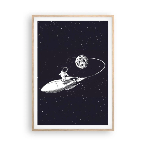 Poster in einem Rahmen aus heller Eiche - Weltraumsurfer - 70x100 cm