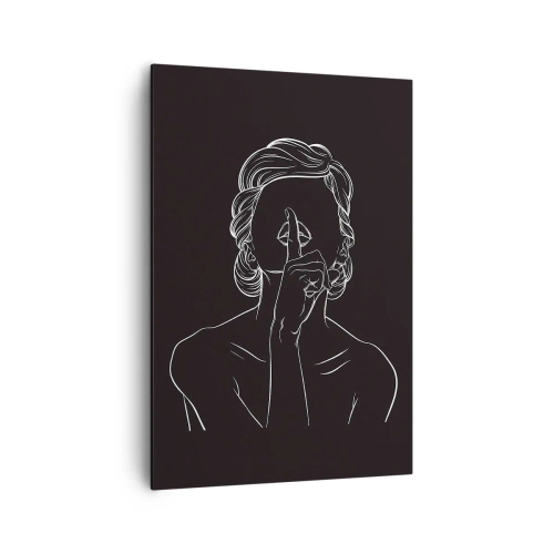 Bild auf Leinwand - Leinwandbild - Minimalistische Silhouette einer Frau auf schwarzem Hintergrund - 70x100cm - Schönheit erblüht in der Stille - Moderne Wanddekoration für Wohnzimmer und Schlafzimmer ARTTOR