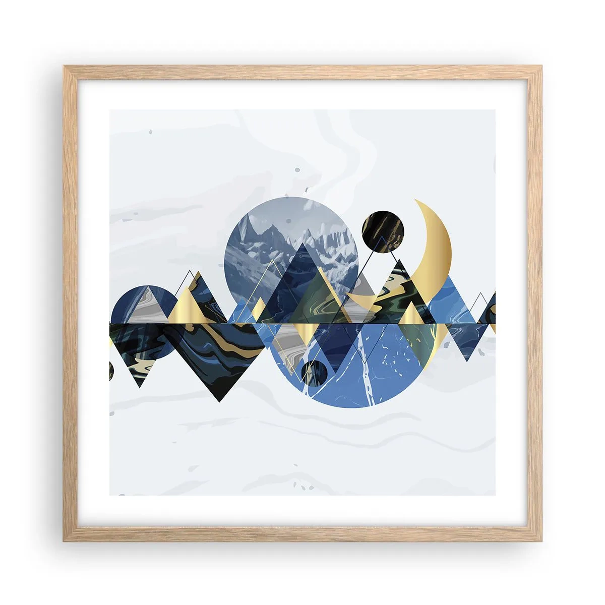 Poster in einem Rahmen aus heller Eiche - Geometrische Landschaft - 50x50 cm