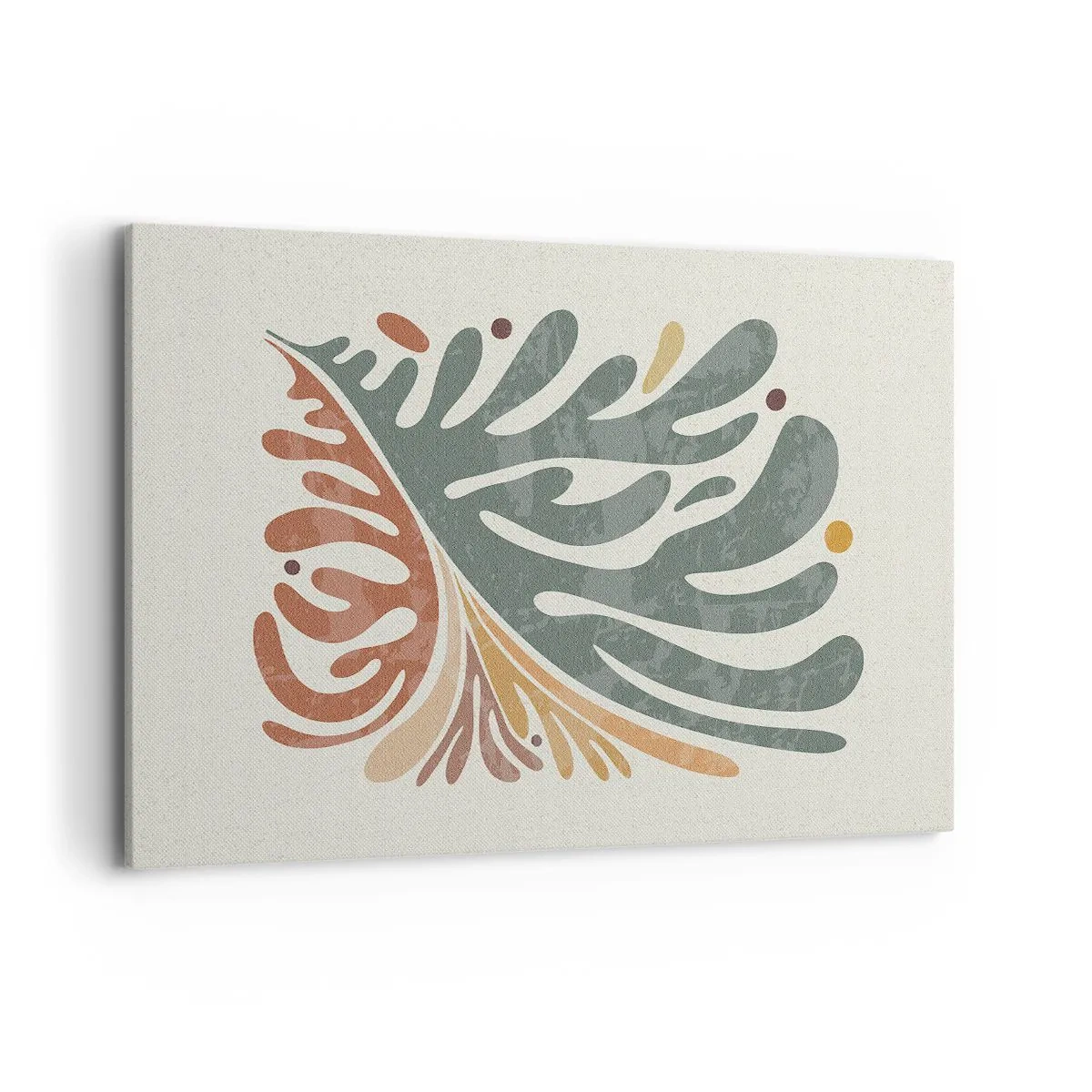 Bild auf Leinwand - Leinwandbild - Buntes abstraktes Blatt auf hellem Hintergrund - 120x80cm - Mehrfarbiges Blatt - Moderne Wanddekoration für Wohnzimmer und Schlafzimmer ARTTOR