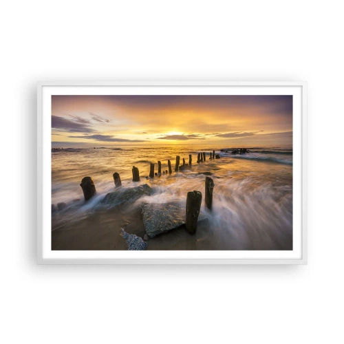 Poster in einem weißen Rahmen - Die raue Schönheit der Ostsee - 91x61 cm