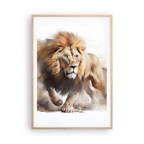 Poster in einem Rahmen aus heller Eiche - Der König zog um - 70x100 cm