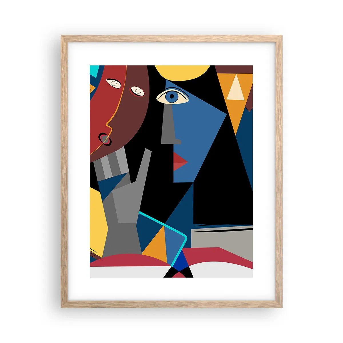 Poster in einem Rahmen aus heller Eiche - Gespräch zwischen Kubisten - 40x50 cm