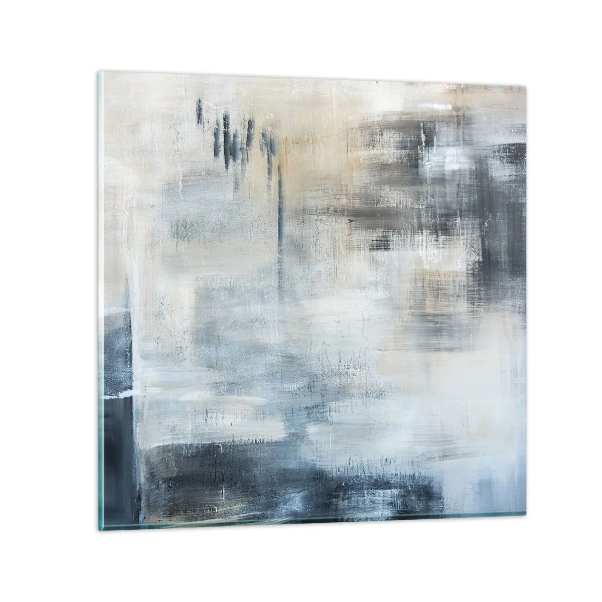 Glasbild - Bild auf glas - Hinter dem blauen Vorhang - 30x30 cm