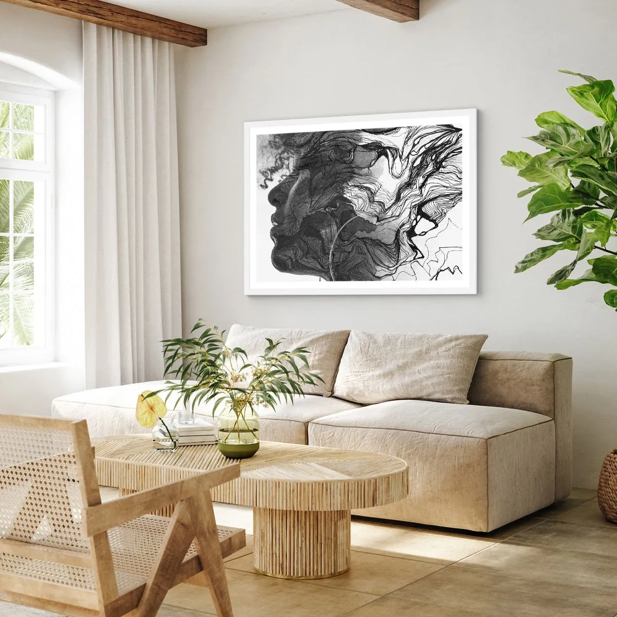 Poster in einem weißen Rahmen - Verstrickt in Träume - 50x40 cm