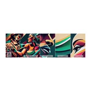 Fototapeten Muster Premium Canvas - Im Rhythmus des Herzens - Kubismus, Paar, Tanzen - 100x30 cm