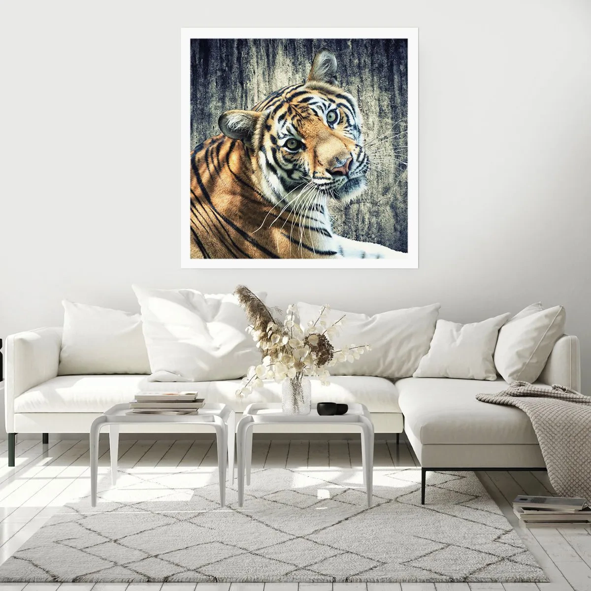 Poster - Portrait in Lichtstrahlen - 50x50 cm