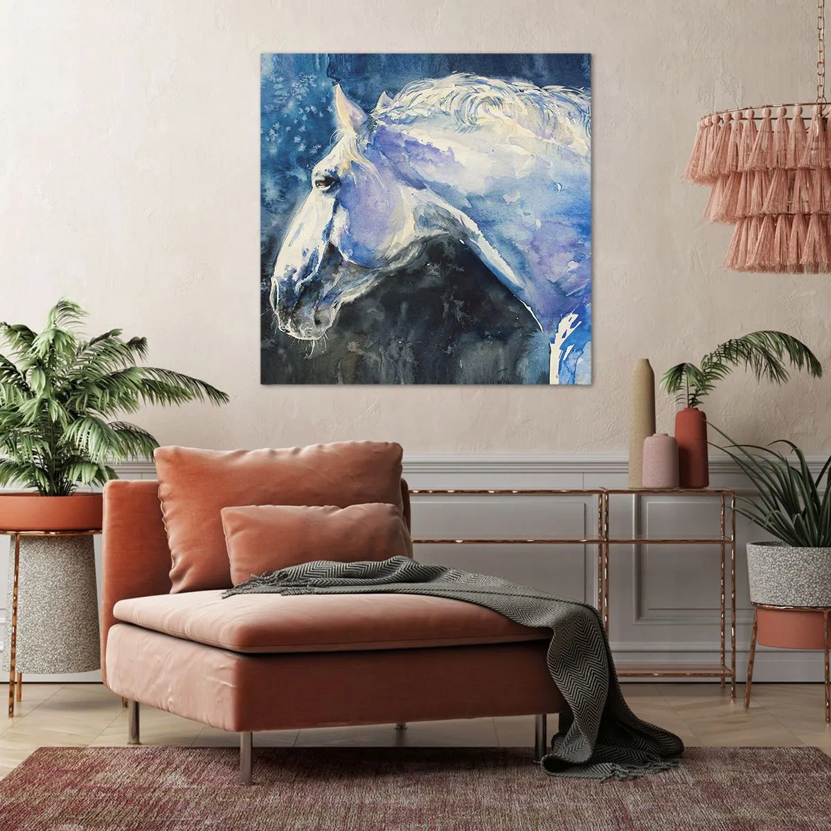 Bild auf Leinwand - Leinwandbild - Porträt in blauem Glanz - 30x30 cm
