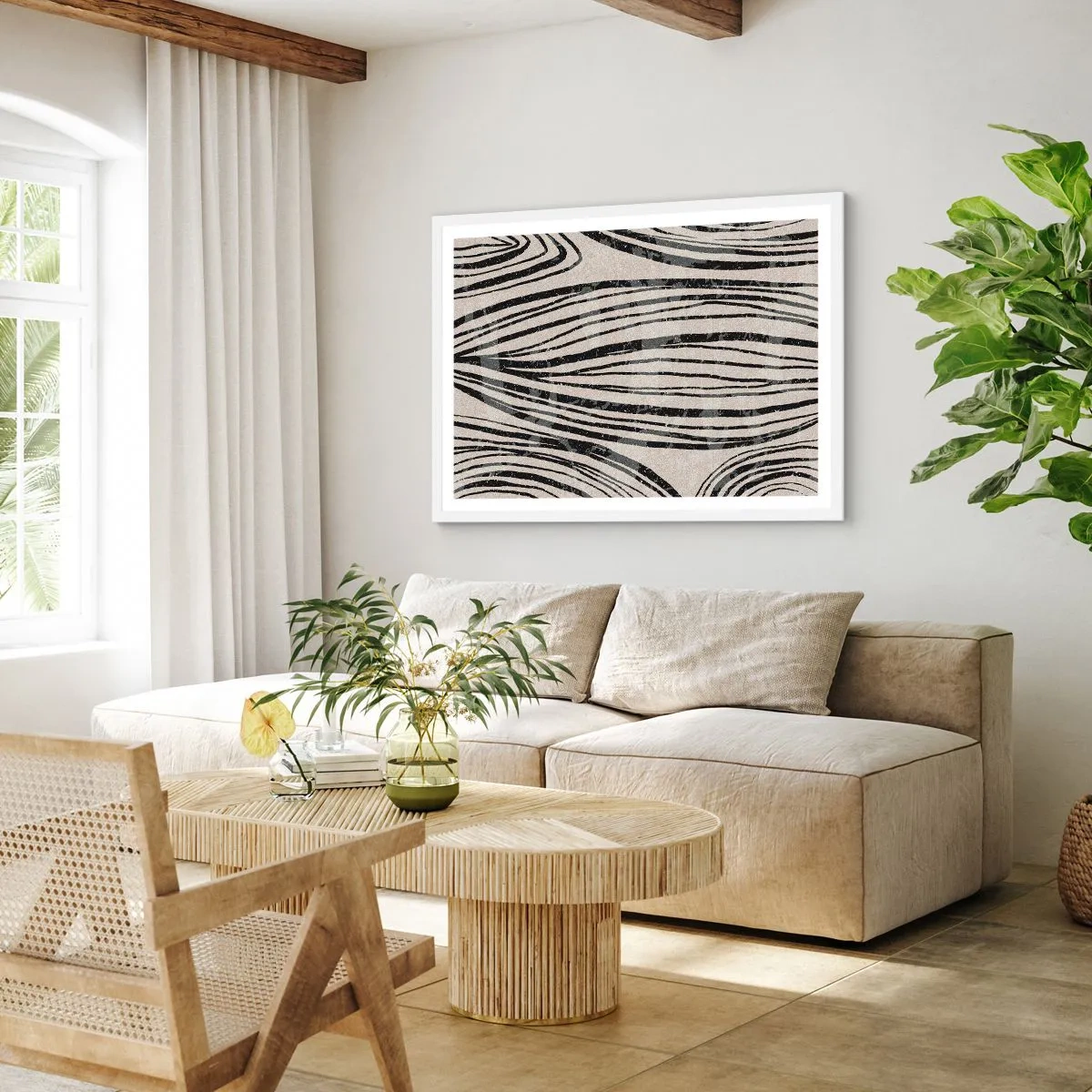 Poster in einem weißen Rahmen - Linienpool - 100x70 cm