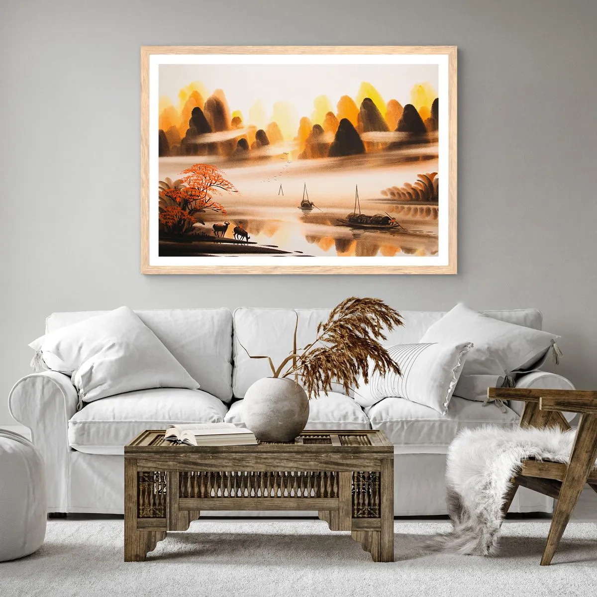 Poster in einem Rahmen aus heller Eiche - Weiter als im Fernosten - 40x30 cm