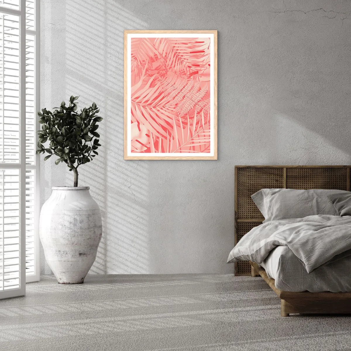 Poster in einem Rahmen aus heller Eiche - Rosa Konzept - 61x91 cm