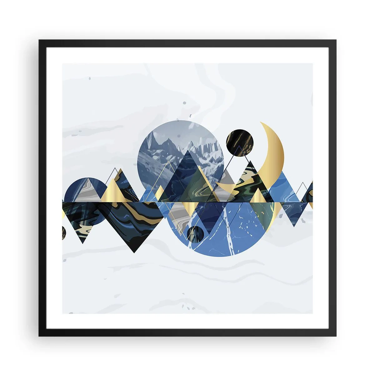 Poster in einem schwarzem Rahmen - Geometrische Landschaft - 60x60 cm
