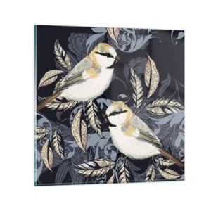 Glasbild - Bild auf glas - Gelb-blauer Triller - 50x50 cm