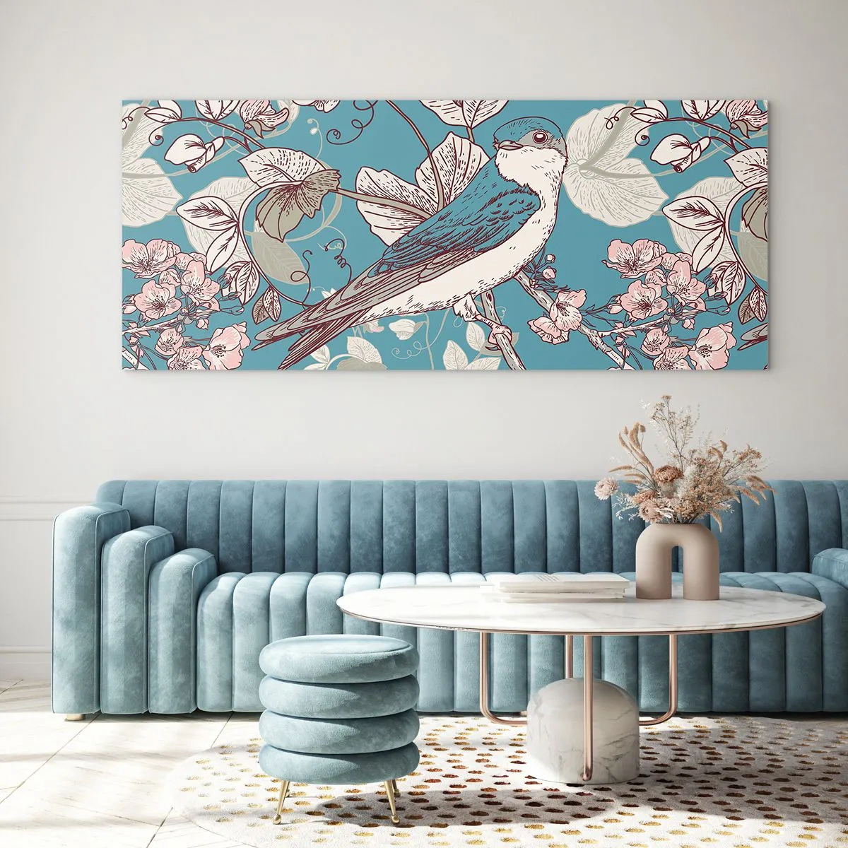 Glasbild - Bild auf glas - Im Weißholz von Rot und Silber - 100x40 cm