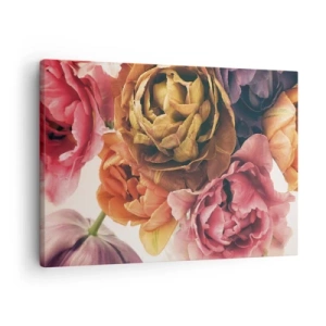 Bild auf Leinwand - Leinwandbild - Ein Strauß verschiedener Blumen in intensiven Farben - 70x50cm - Eine Feier des Lebens - Moderne Wanddekoration für Wohnzimmer und Schlafzimmer ARTTOR