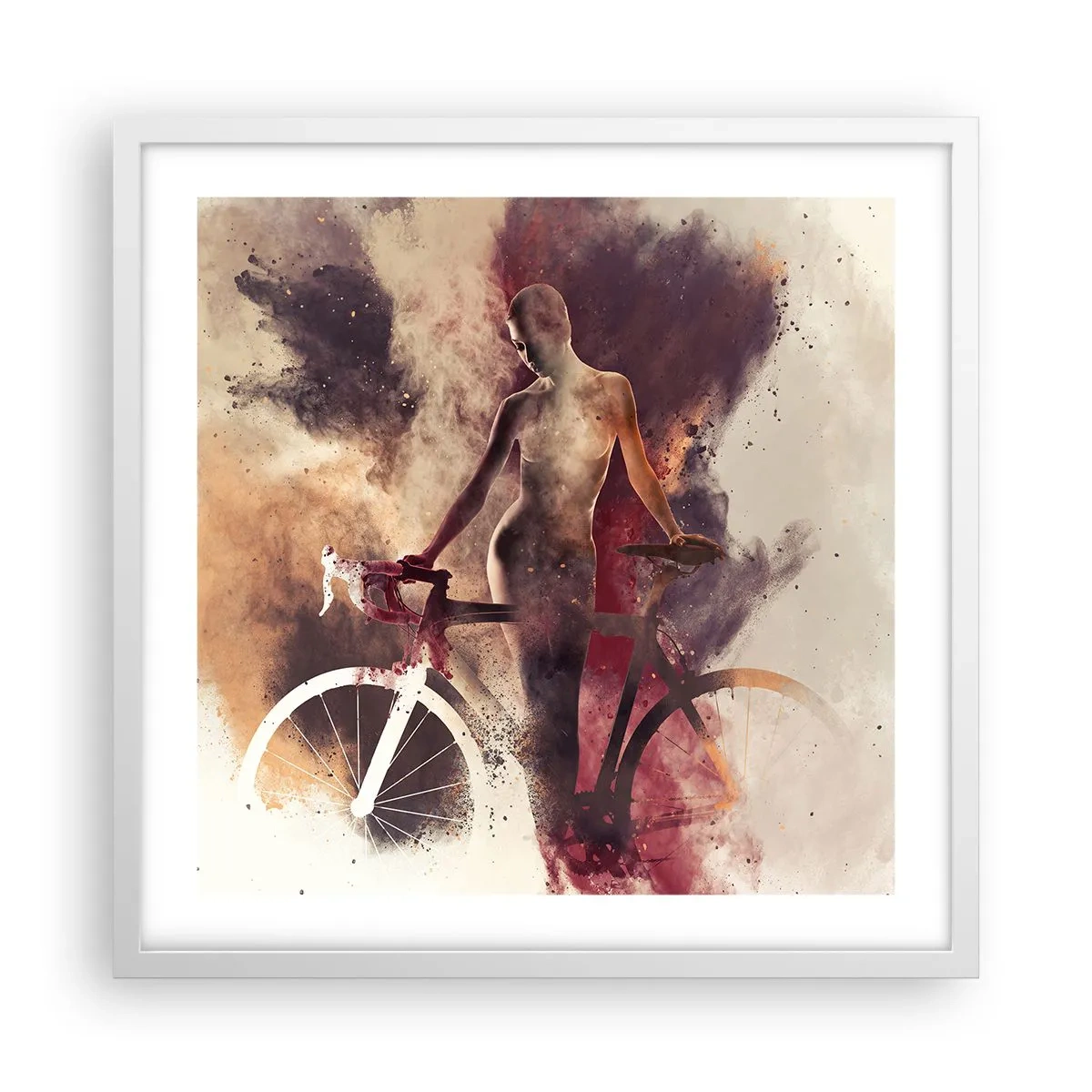 Poster in einem weißen Rahmen - Eine Fahrradseele in Marmorformen - 50x50 cm