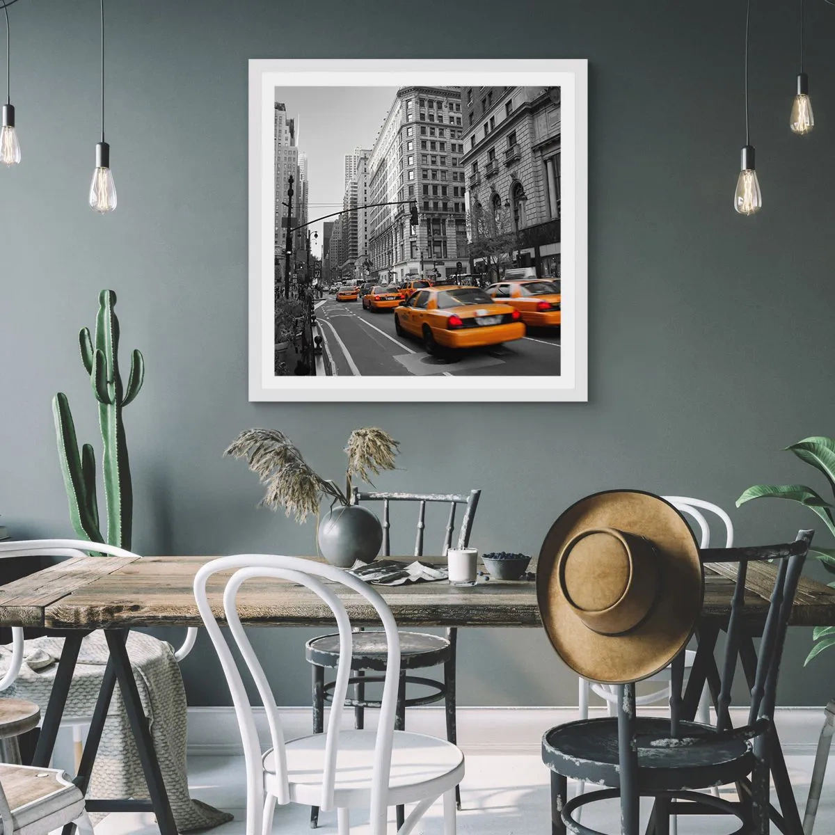 Poster in einem weißen Rahmen - Sonnen der Großstadt - 40x40 cm