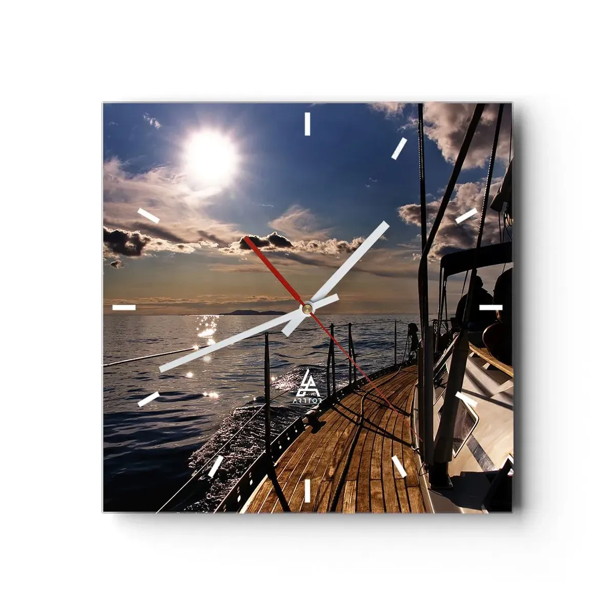 Wanduhr - Glasuhr - Der Sonne entgegen segeln - 40x40 cm