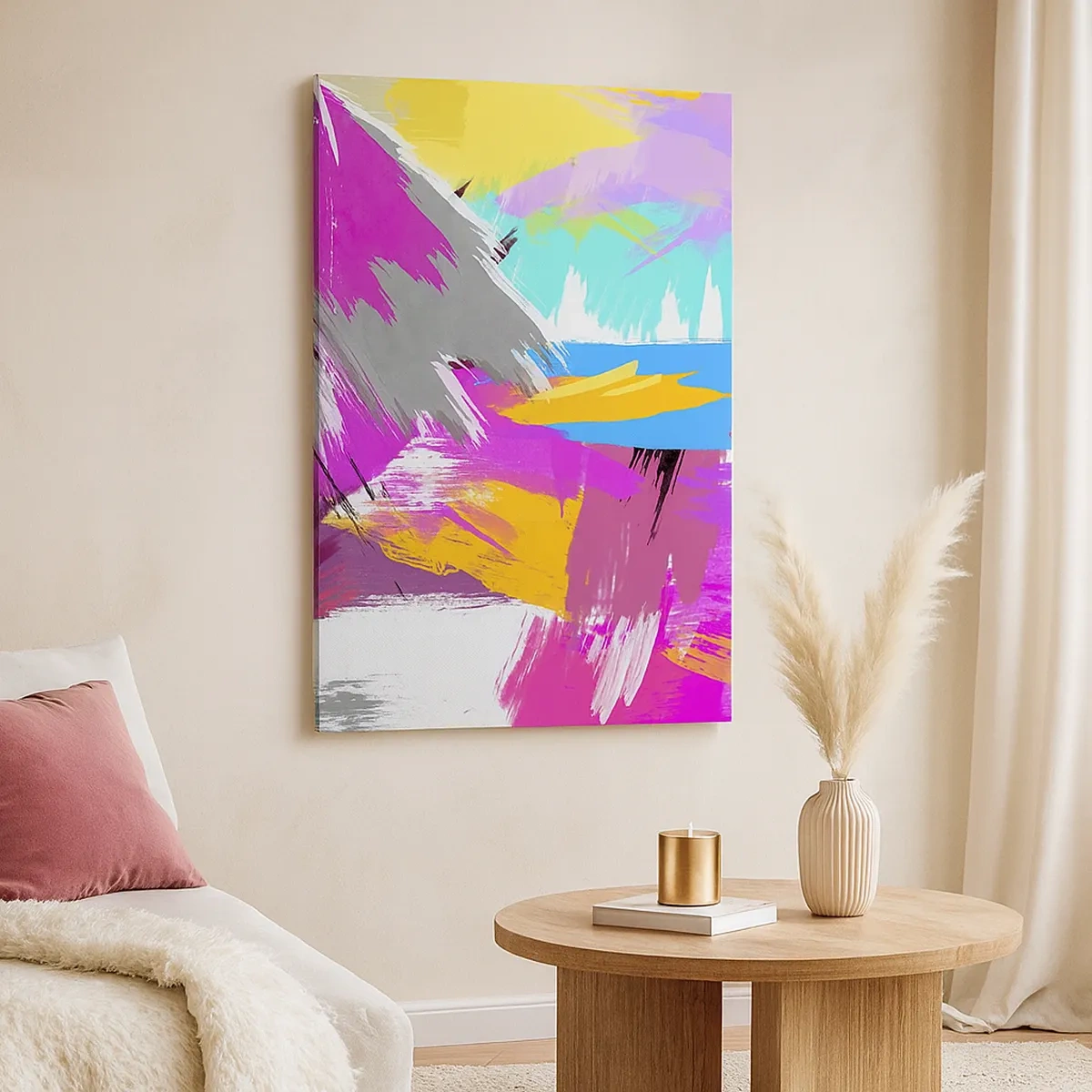 Bild auf Leinwand - Leinwandbild - Dynamische Abstraktion in intensiven Farben - 50x70cm - Und nochmal und nochmal und nochmal wieder - Moderne Wanddekoration für Wohnzimmer und Schlafzimmer ARTTOR