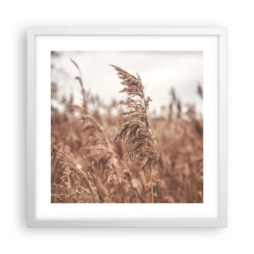 Poster in einem weißen Rahmen - Auf den Feldern ist es schon Herbst - 40x40 cm
