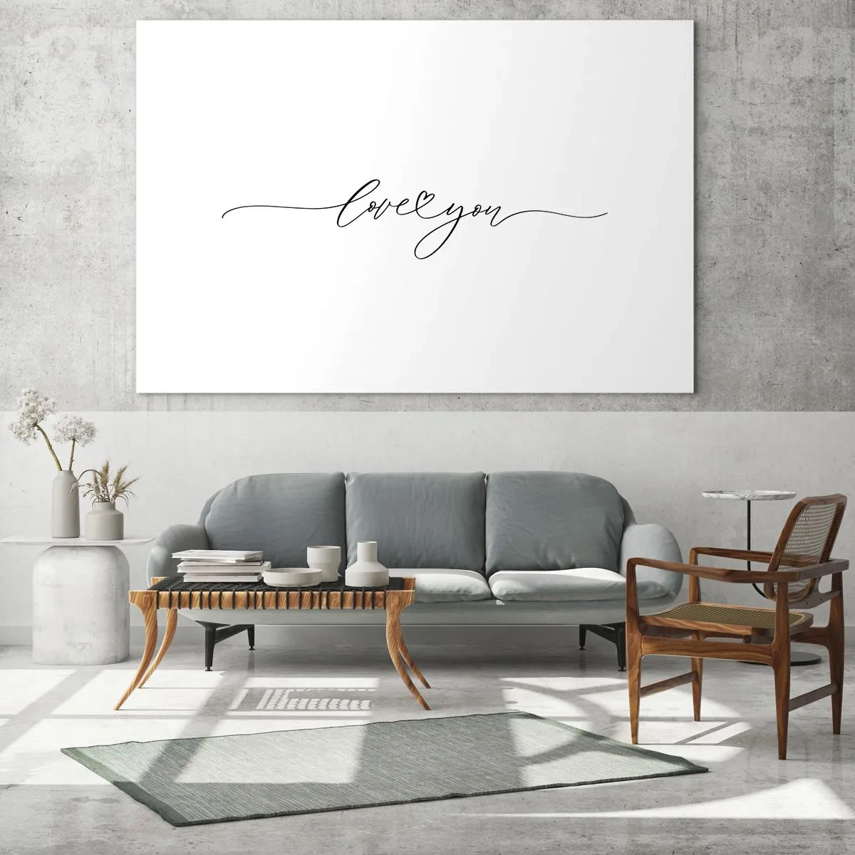 Glasbild - Bild auf glas - Minimalistische Aufschrift „Ich liebe dich“ auf weißem Hintergrund - 70x50cm - Schwarz auf weiß - Moderne Wanddekoration für Wohnzimmer und Schlafzimmer ARTTOR
