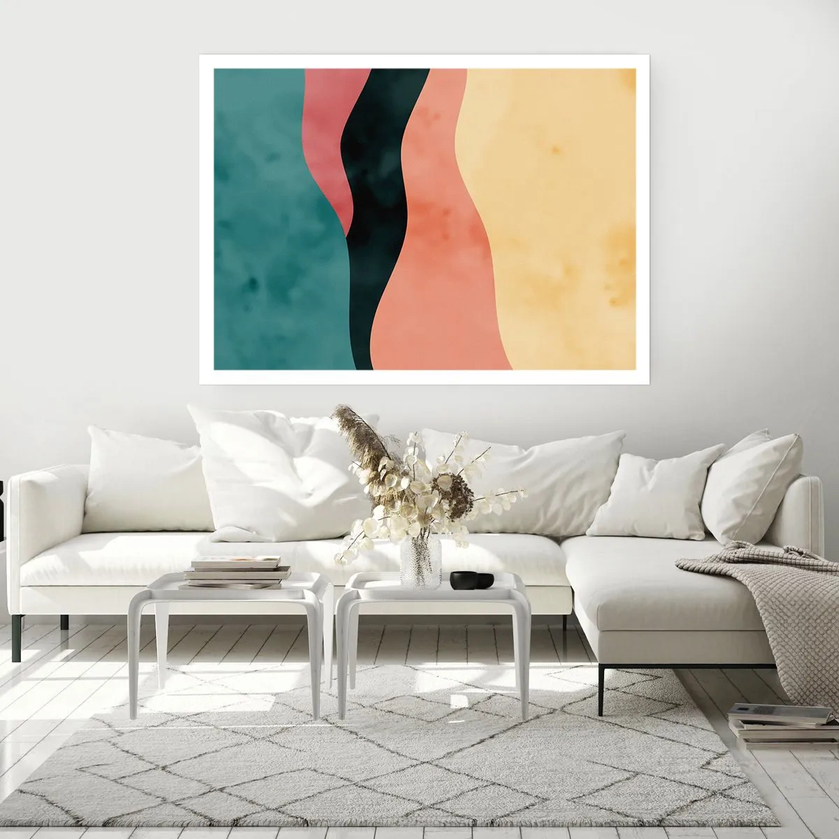 Poster - Abstrakte Wellen in Pastellfarben - 100x70cm - Konforme Nichtkonformität - Moderne Wanddekoration für Wohnzimmer und Schlafzimmer ARTTOR