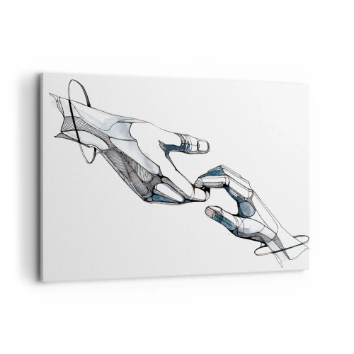 Bild auf Leinwand - Leinwandbild - Künstlerische Darstellung einer Hand in minimalistischer und geometrischer Form - 100x70cm - Eine gute Geste - Moderne Wanddekoration für Wohnzimmer und Schlafzimmer ARTTOR